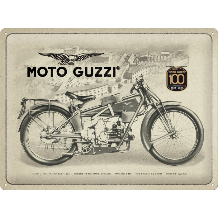 Moto Guzzi Πινακίδα Vintage 100 Χρόνια, χάλυβας, 30x40cm Πινακίδες